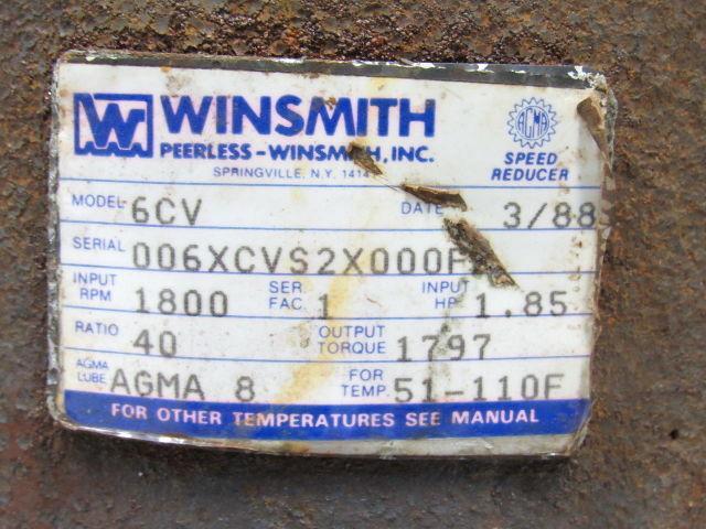 Winsmith 006XCVS2X000FA Speed Reducer 40:1 Ratio 1797 lbs. Torque