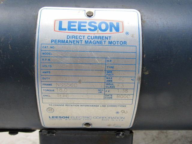 Leeson 098008.00 180VDC Electric Motor W/Hub City 40:1 Ratio Right Gear Reducer