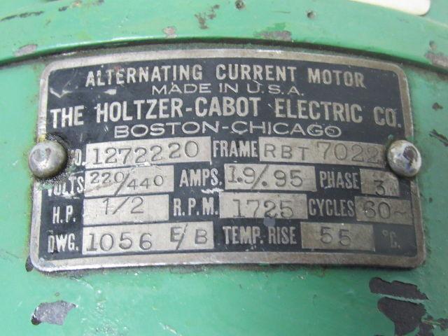 Holtzer-Cabot 1272220 Vintage 1/2Hp 3Ph 1725RPM 220/440V RBT7022 Frame Motor
