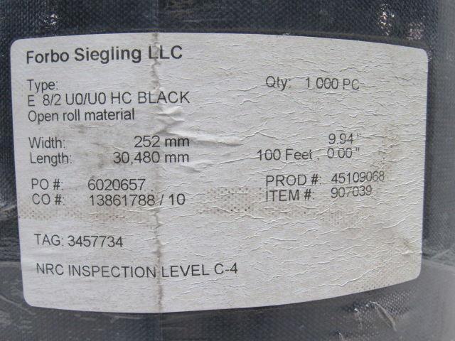 Forbo Siegling E 8/2 U0/U0 HC Black Conveyor Belt 10" X 100'-252mm X 30,480mm