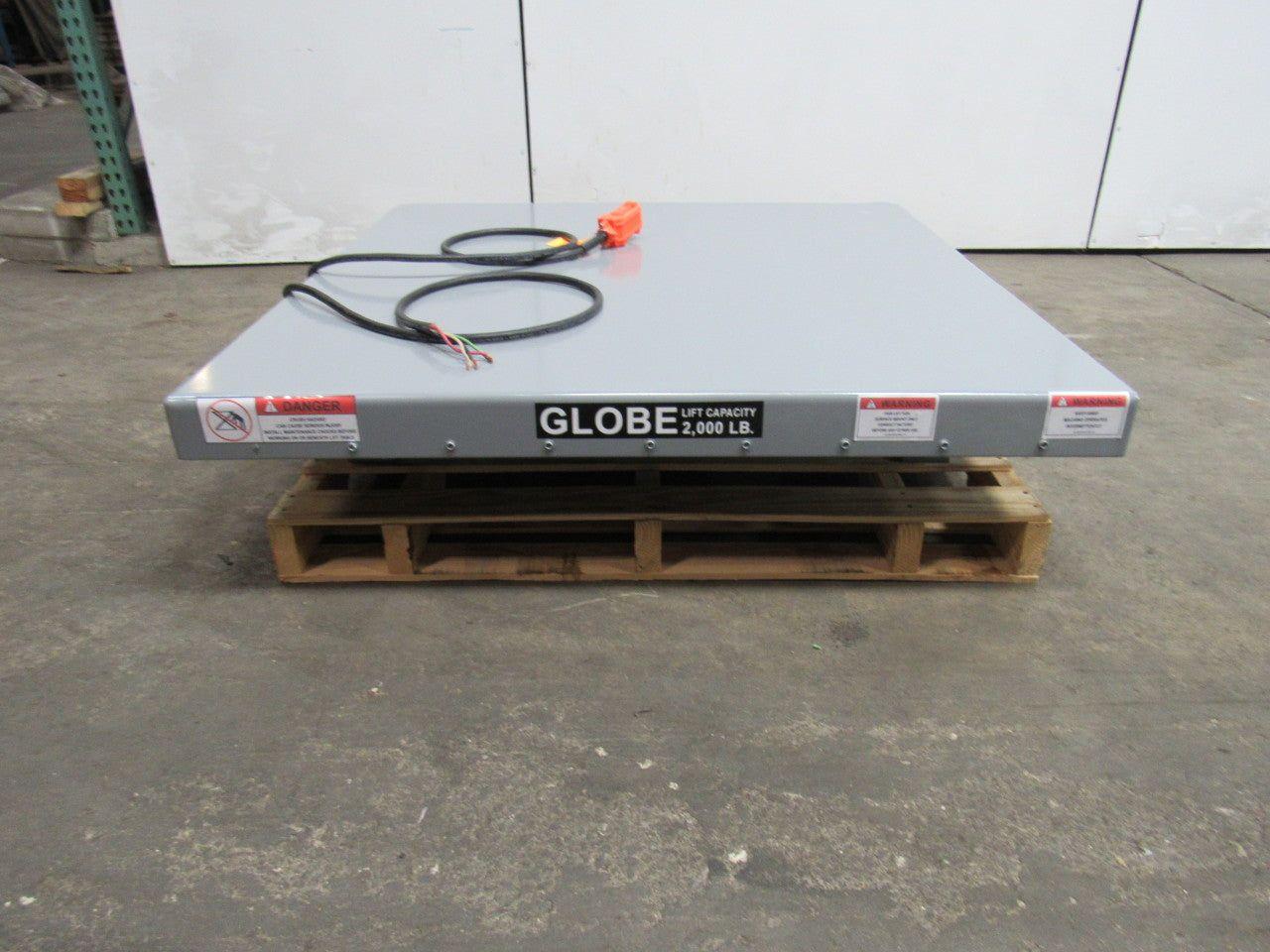 Globe 2000LB Hydraulic Scissor Lift Table 48"x48" Top 7-1/2"-46" 230/460V 3Ph