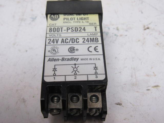 A-B Allen Bradley 800T-PSD24 Ser. T 18mm Pilot Light Amber 24V