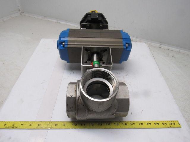 Valbia DA100 Pneumatic Actuator 3" NPT Stainless Steel 3 Way Ball Valve