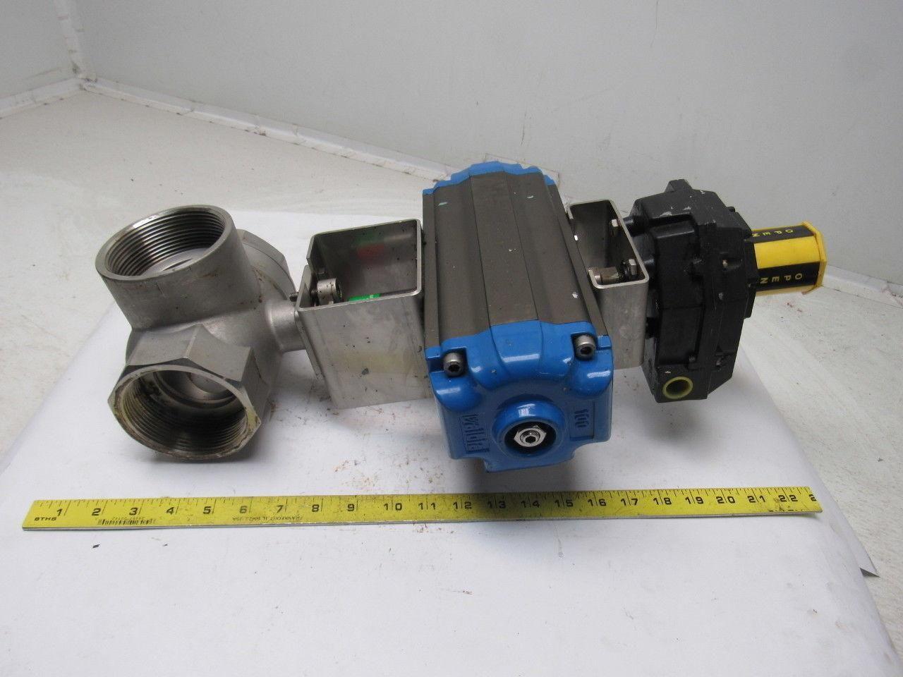 Valbia DA100 Pneumatic Actuator 3" NPT Stainless Steel 3 Way Ball Valve