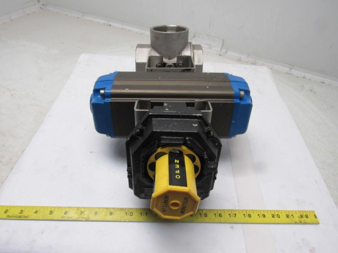 Valbia DA100 Pneumatic Actuator 3" NPT Stainless Steel 3 Way Ball Valve