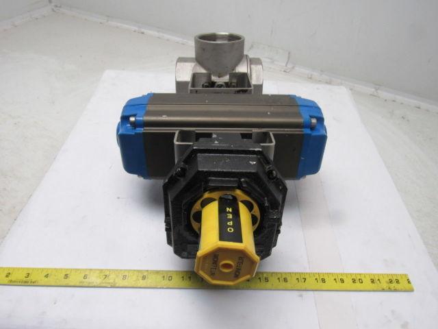 Valbia DA100 Pneumatic Actuator 3" NPT Stainless Steel 3 Way Ball Valve
