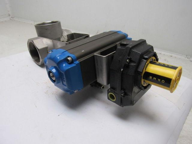 Valbia DA100 Pneumatic Actuator 3" NPT Stainless Steel 3 Way Ball Valve