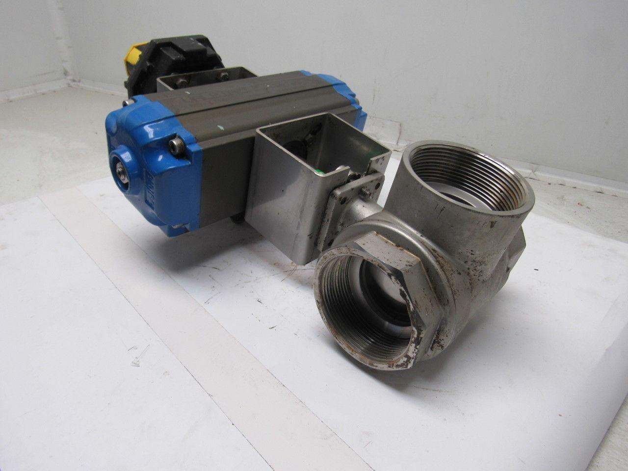 Valbia DA100 Pneumatic Actuator 3" NPT Stainless Steel 3 Way Ball Valve