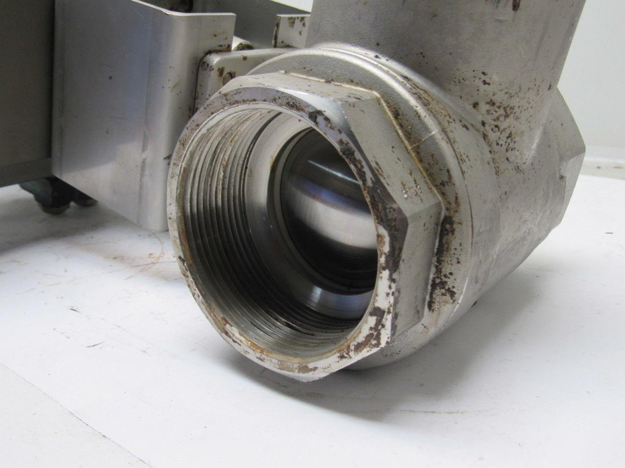 Valbia DA100 Pneumatic Actuator 3" NPT Stainless Steel 3 Way Ball Valve