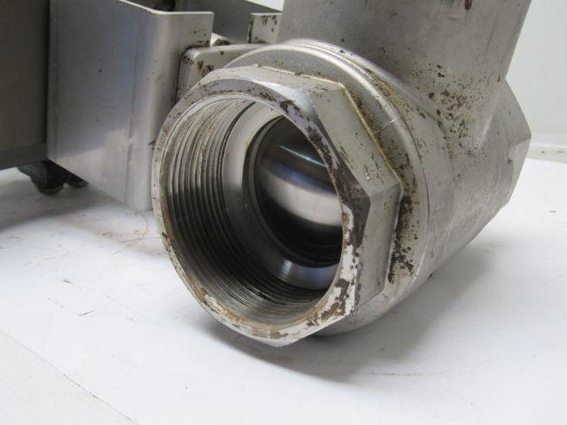 Valbia DA100 Pneumatic Actuator 3" NPT Stainless Steel 3 Way Ball Valve