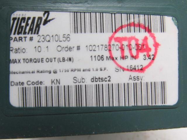 Dodge 23Q10L56 10:1 1750 Input RPM 3.42Hp Max 175RPM Out LH 56C Gear Reducer