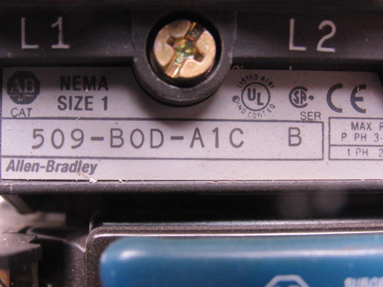 Allen Bradley 592-A1CA | 509-BOD-A1C NEMA 1 600v Contactor 110v Coil 12-38A 10Hp