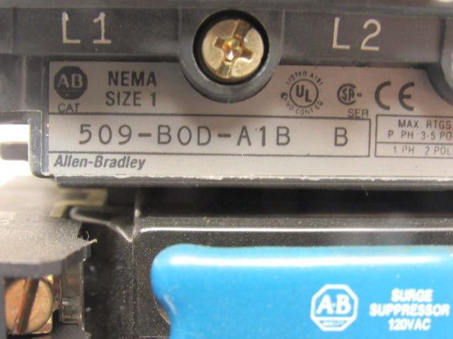 Allen Bradley 509-BOD-A1B Motor Starter NEMA 1 600V .19-.6A Trip 592-A1BA