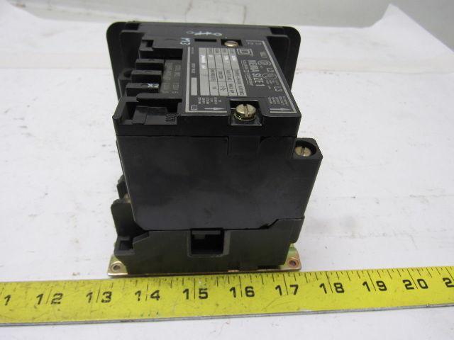 Square D Class 8502 SCD2 Ser A 600V 10Hp Contactor 120V Coil Adder Pole