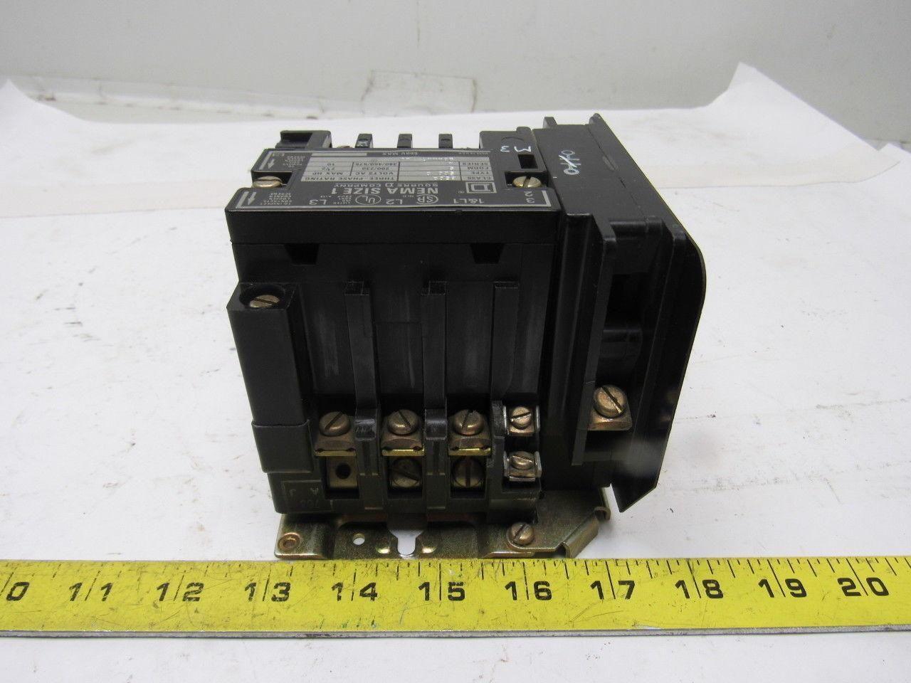Square D Class 8502 SCD2 Ser A 600V 10Hp Contactor 120V Coil Adder Pole