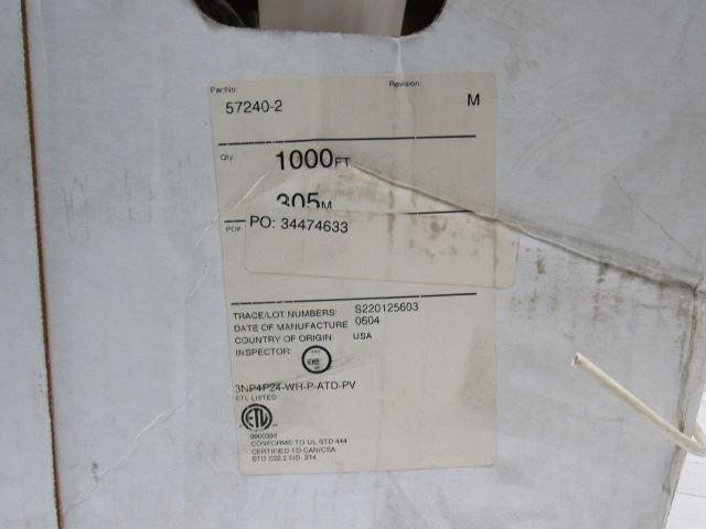AMP Netconnect 57240-2 White Category 3 Non-plenum 4 Pair Data Cable 525'
