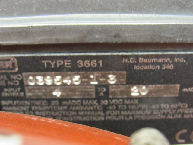 Fisher Type 3661 4-20 mA DC Single Acting Pneumatic Valve Actuator 1-1/2" Valve