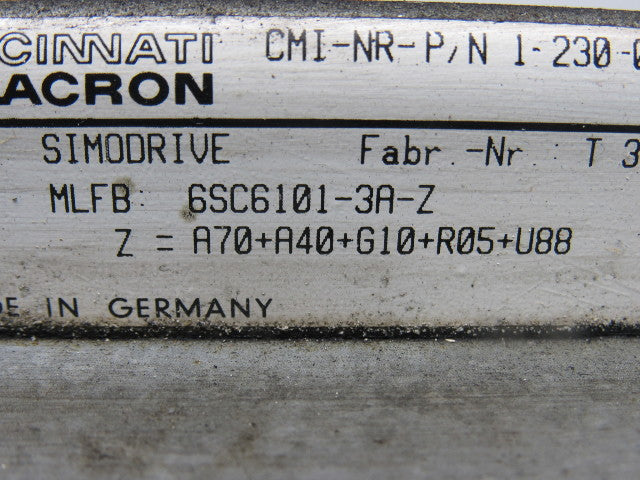 Siemens 6SC6101 Cincinnati Milacron 2 Axis Simodrive Servo AC/DC Converter Rack