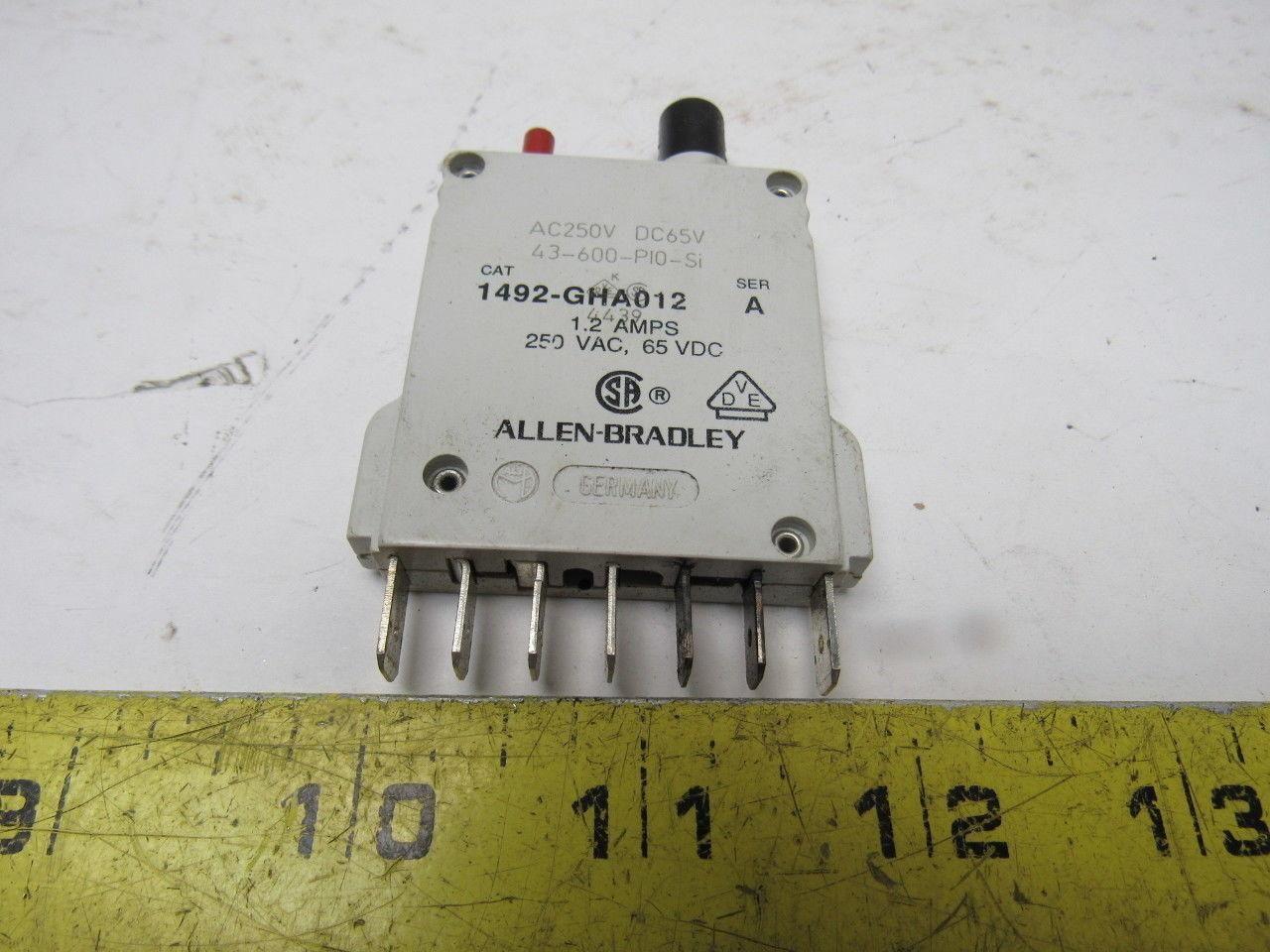 Allen Bradley 1492-GHA012 Ser. A Miniature Circuit Breaker 250V 1.2A
