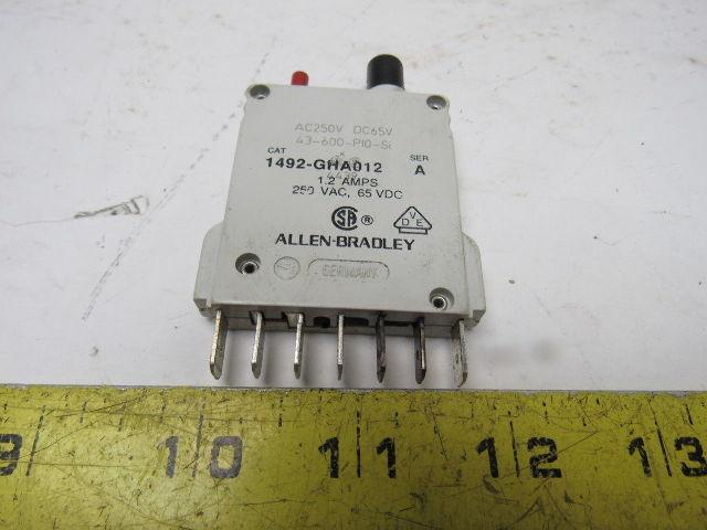 Allen Bradley 1492-GHA012 Ser. A Miniature Circuit Breaker 250V 1.2A