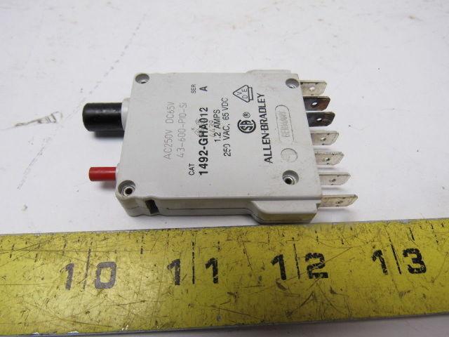 Allen Bradley 1492-GHA012 Ser. A Miniature Circuit Breaker 250V 1.2A