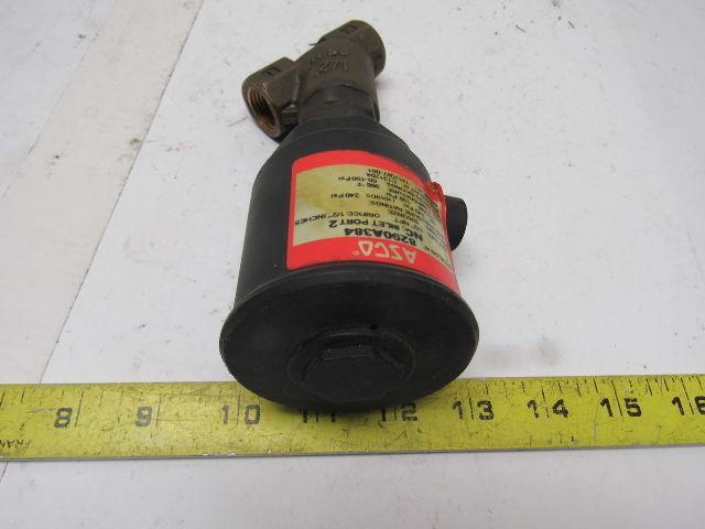 Asco 8290A384 Normally Closed Entry Under the Disc Angle Body Piston Valve 1/2"