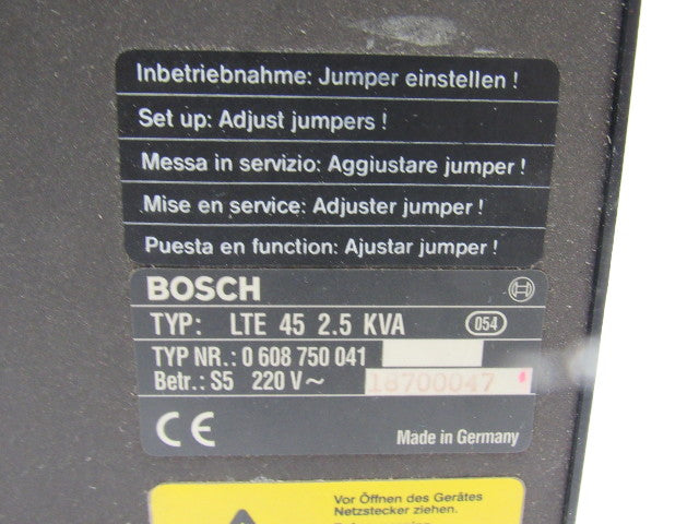 Bosch LTE 45 2.5 KVA 0 608 750 041 Servo Amplifier 220V (Broken Latch)