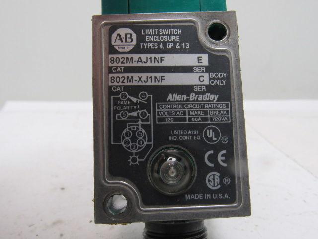 Allen Bradley 802M-AJ1NF Ser. E Top Push Spring Return Limit Switch