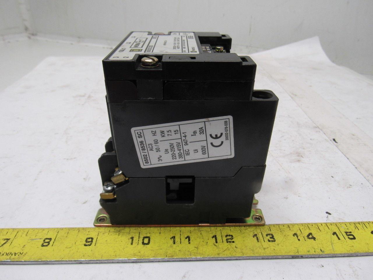 Square D 8502SCO2S Motor Starter Contactor 3 Pole 600VAC 10Hp 27A 120V Coil
