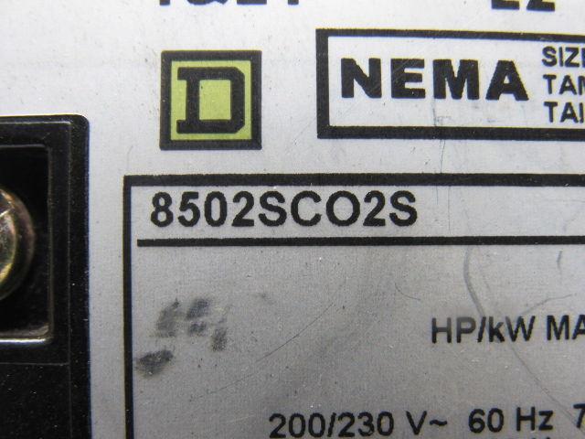 Square D 8502SCO2S Motor Starter Contactor 3 Pole 600VAC 10Hp 27A 120V Coil