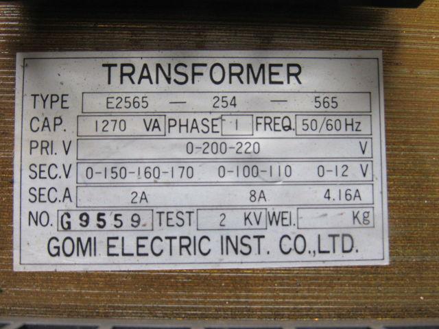 Gomi E2565-254-565 200/220V Pri 150-180/100-110 50/60Hz 1270KV Trans Former