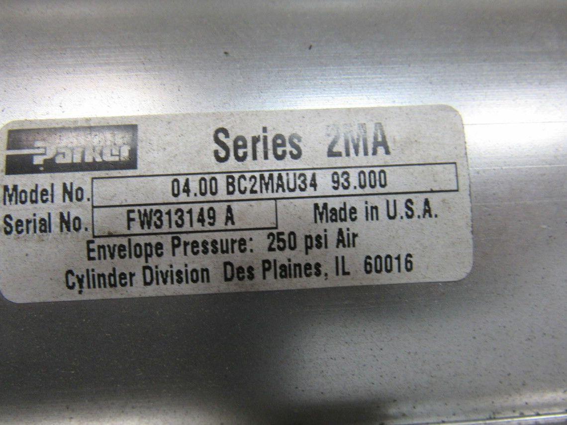 Parker 04.00 BC2MAU34 93.00 Pneumatic Air Cylinder 4" Bore 93" Stroke 250 PSI