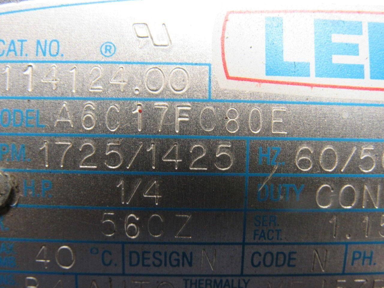 Leeson A6C17FC80E 1/4Hp 1725RPM 115/230V 1-1/2" Flange Centrifugal Pump
