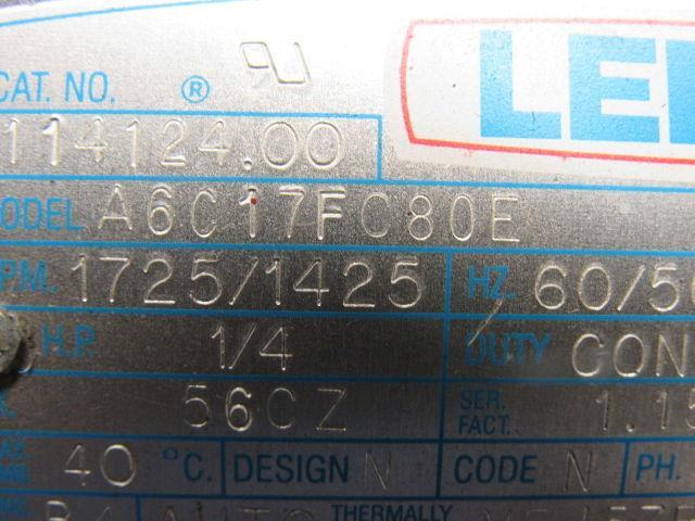 Leeson A6C17FC80E 1/4Hp 1725RPM 115/230V 1-1/2" Flange Centrifugal Pump