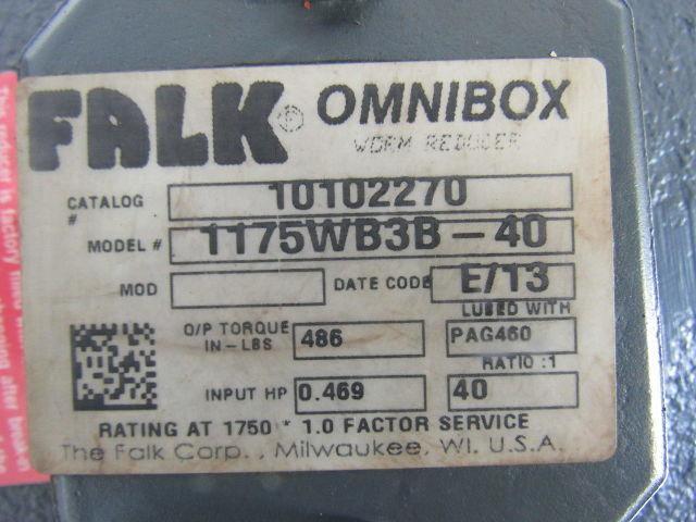 Leeson Falk 1175WB3B-40 1/2Hp 208-230/460V 40:1 43RPM Parallel Conveyor Drive