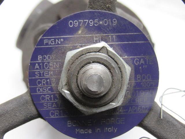 Bonney Forge HL11 1" Socket Weld Gate Valve 800 WP