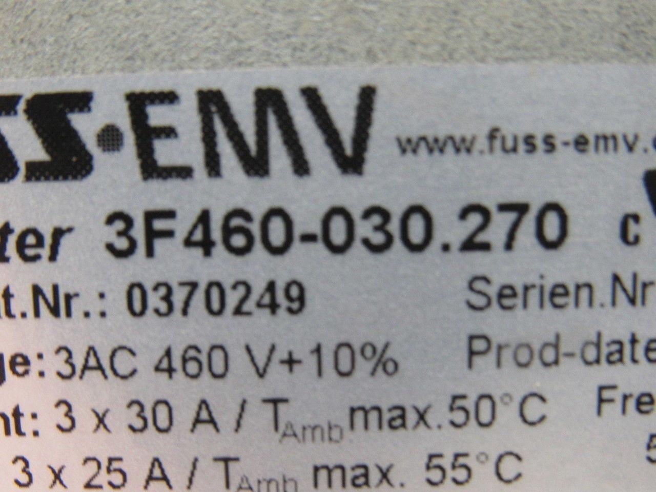 Fuss EMV 3F460-030.270 Trumpf Nr. 0370249 3AC 460V 3x30A EMI Filter