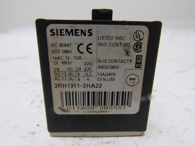 Siemens 3RH1911-2HA22 10A 240V Auxiliary Contact Lot Of 3