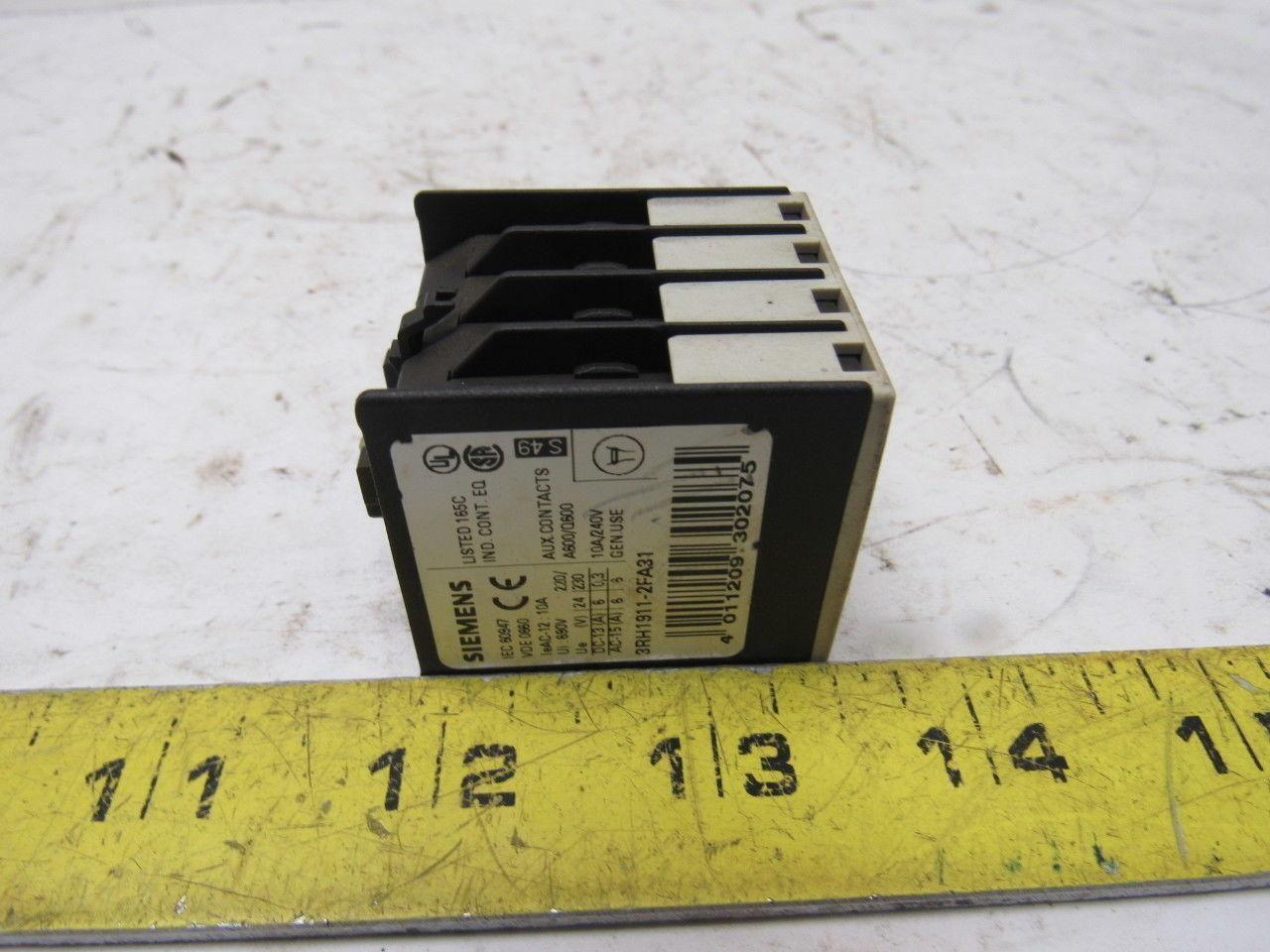 Siemens 3RH1911-2FA31 10A 240V Auxiliary Contact Lot Of 3