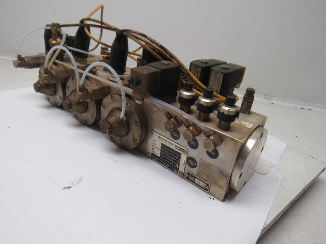 Witt Gasetechnik KM 40.3 Trumpf 3 Part Gas Mixing Manifold N2 CO2 HE 24V Coil