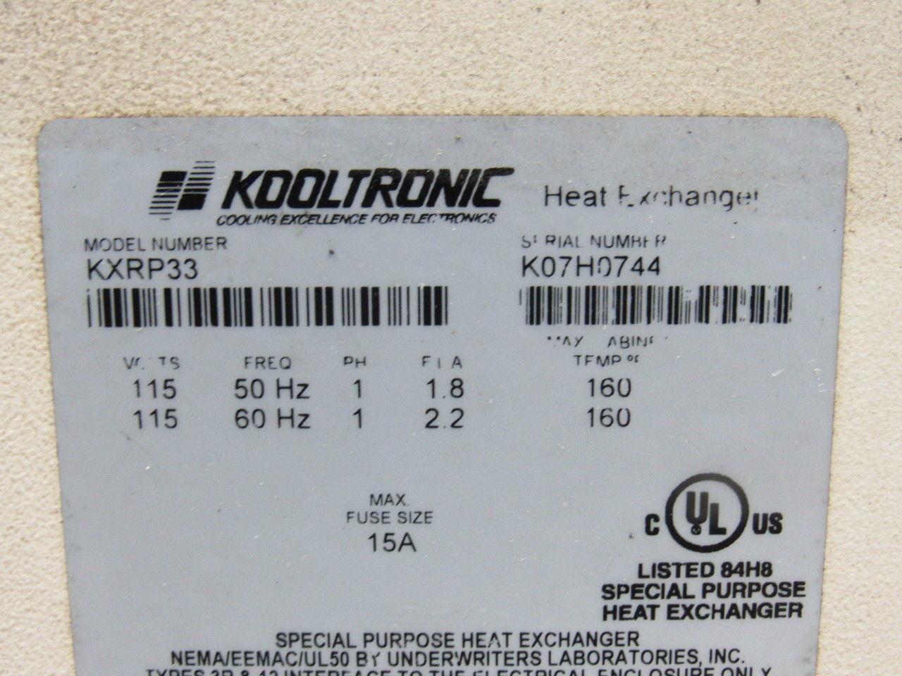Kooltronic KXRP33 115V 50/60Hz Panel Mount Heat Exchanger Cooling Unit