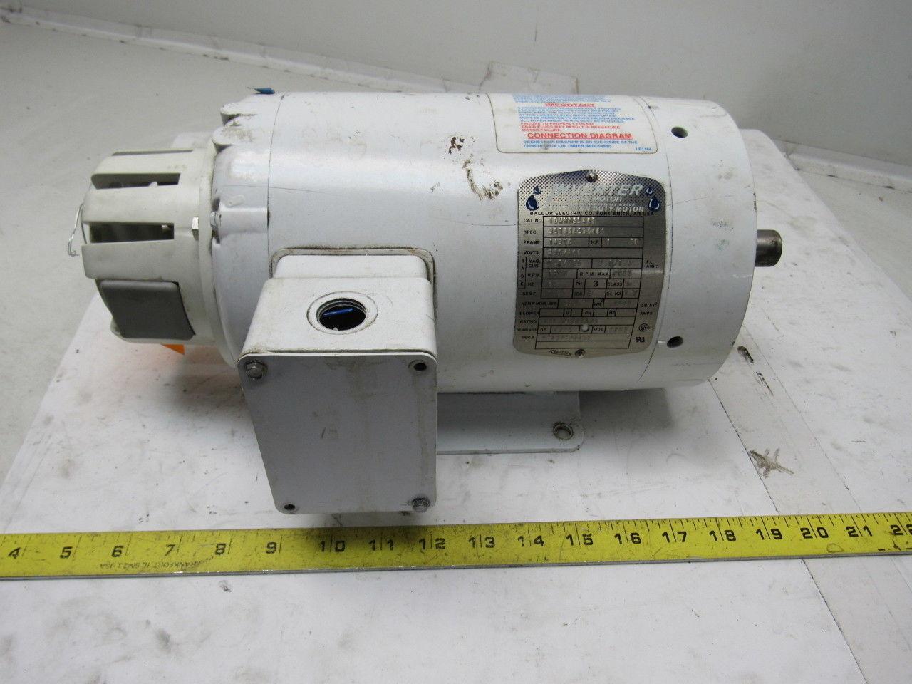 Baldor IDWNM3546T 1Hp Electric Motor Washdown 230/460V 3Ph 143TC Frame 1750 RPM