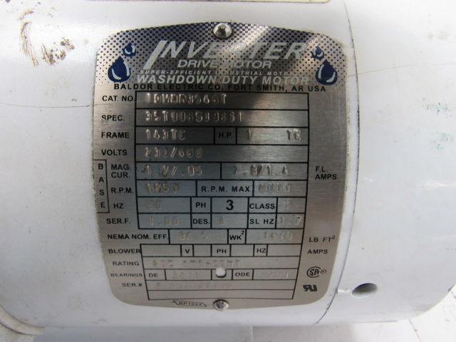 Baldor IDWNM3546T 1Hp Electric Motor Washdown 230/460V 3Ph 143TC Frame 1750 RPM