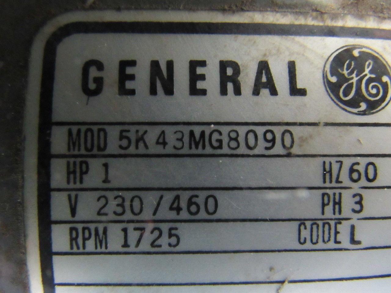 General Electric 5K43MG8090 1Hp 1725RPM 230/460V 7/8" Shaft Motor W/ Brake Parts