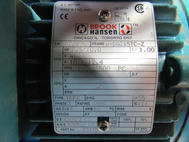Brook Hansen 2 Speed Electric Motor 7.5/10 Hp 1750/3500RPM Frame W-DA215TC-Z
