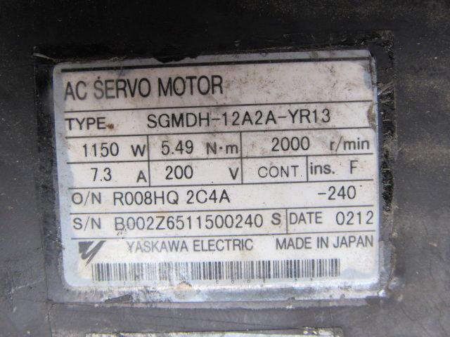 Yaskawa SGMDH-12A2A-YR13 1150W 5.49Nm 2000RPM 200V AC Servo Motor