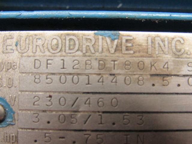 Sew Eurodrive DF12BDT80K4 1/2-3/4Hp 2250/450RPM 230/460V Varimot Speed Drive