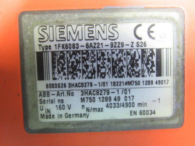 ABB Siemens 3HAC8279-1 160V 4033/4900RPM Servo Motor 1FK6083-6AZ21-9ZZ9-Z S26