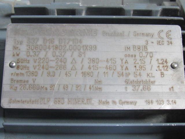 Sew Eurodrive S37D16DT71D4 Varimot .37kW 240/480V Variable Speed Reducer