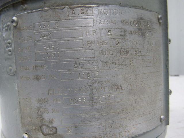 ES Worthington KS5.5 2Hp 3450RPM 440V 3Ph 7/8"x7/8" Centrifugal Coolant Pump